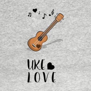 Hawaiian Mahalo Acoustic Uke Ukulele Love Notes with Heart T-Shirt